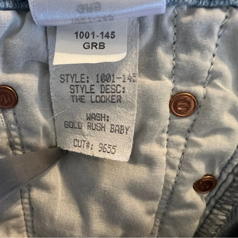 Mother The Looker Gold Rush Baby Gold Stencil  Light Blue Jean Women’s size 26 - Picture 10 of 15